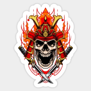 Fire Samurai Skull 01 Sticker